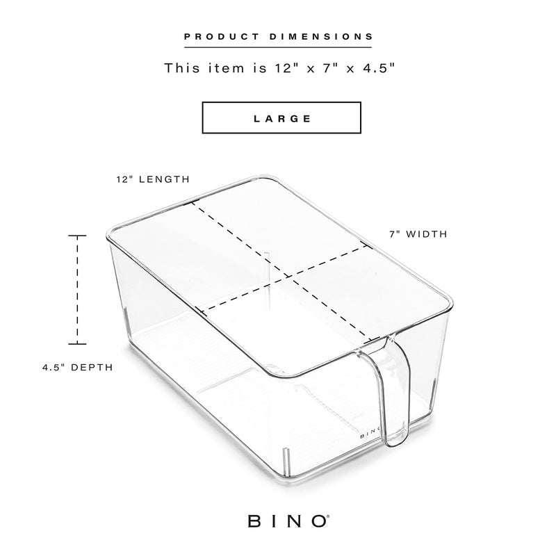 BINO l Plastic Storage Bins l THE HOLDER COLLECTION l 2-Pack, Medium Multi-Use Clear Containers for Organizing with Built-in Handles l Pantry Organization & Storage l Kitchen Organizer l Storage Bins - Image 3